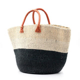 Sisal Two Tone Marche Bag L Ecru x Black