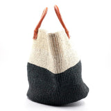 Sisal Two Tone Marche Bag L Ecru x Black